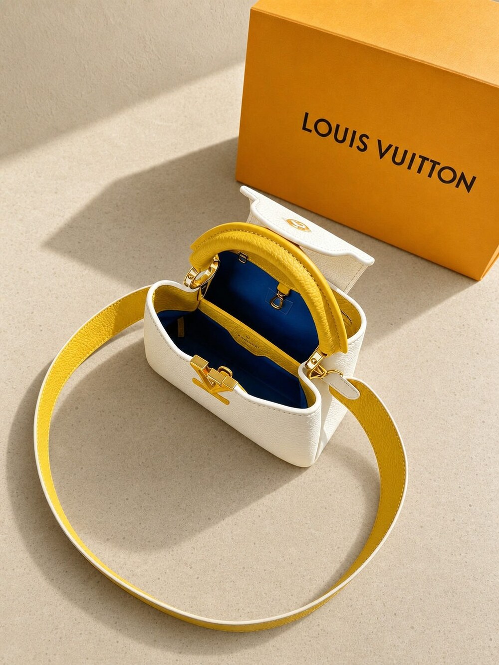 Louis Vuitton White Taurillon Capucines Handbag with Gold Hardware - Picture 7 of 7